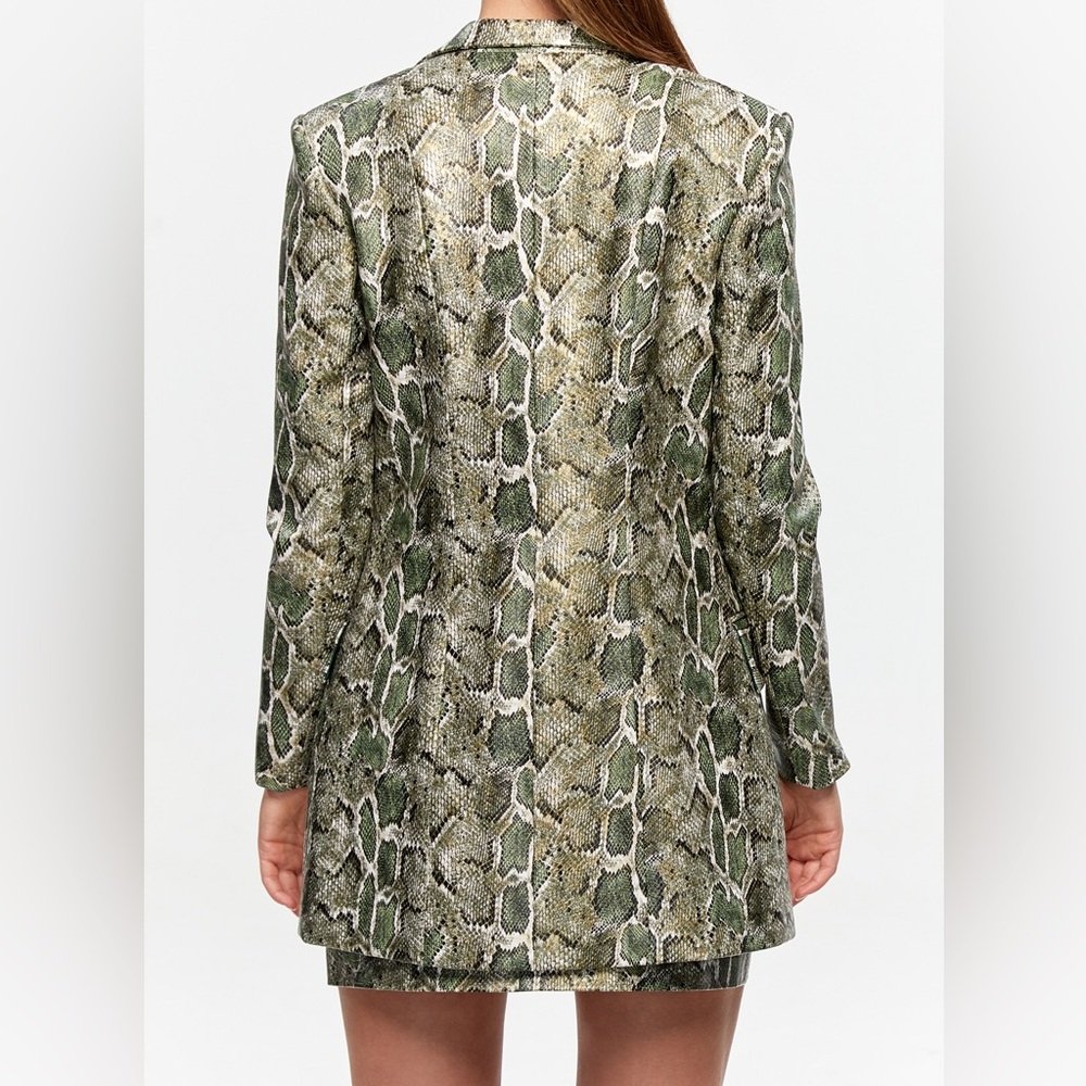 Python Faux-Leather Blazer Jacket - Picture 2 of 8